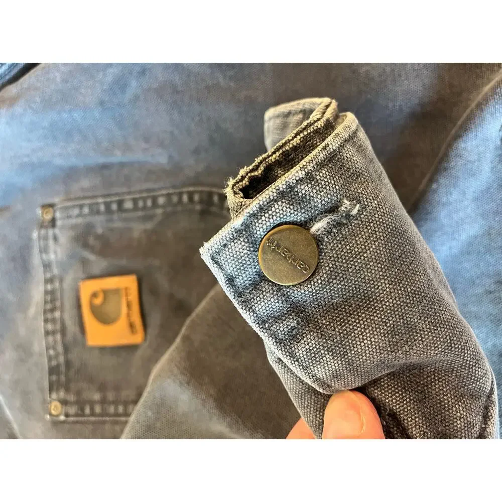 VTG Carhartt CO2PLT Blanket Lined Chore Jacket Men 2XL Aztec Grunge Blue Collar